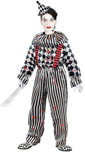 W WIDMANN MILANO Party Fashion – Barnkostym retro clown, psycho killer, pantomim, skräck clown, halloween