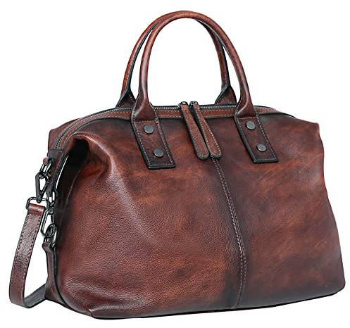 Iswee Shoulder Bag Satchel Purses Vintage Leather Handbags for Women Luxury Tote Purse Large Crossbody Bags Hobo (Coffee)