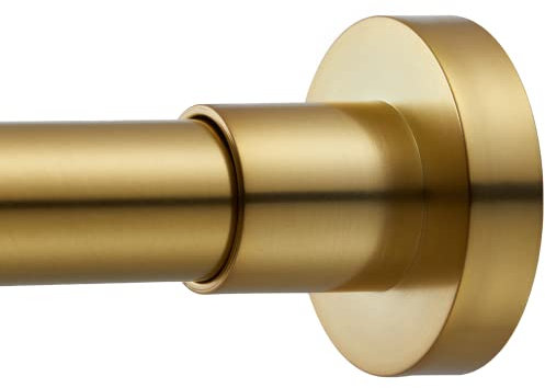 EBOATOP Shower Curtain Rod Tension- Never Rust No Drill Non-Slip Spring Tension Shower Rod, 43-73 inches Metal Steel, Gold