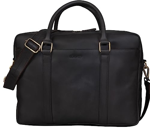 LEABAGS Messenger Bag, Istanbul Vintage Echtleder Umhängetasche Herren & Damen,16 Zoll Leder Laptoptasche DIN A4 für Studium Uni Büro Arbeit Schultertasche Messenger Bag Umhängetasche mit Schultergurt