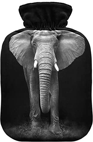 YOUJUNER Hot Water Bottle with 3D Animal Elephant Cover 2 Litre Large Hot Water Bag Warm Comfort Hand Feet Warmer