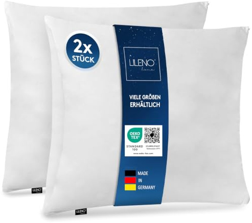LILENO HOME Microfaser Kissen 80x80 cm Deluxe (1200g Füllung) [2er Set] bis | 95 Grad waschbar - Kopfkissen 80x80 cm als Kissen-Füllung für Bett oder als Dekokissen