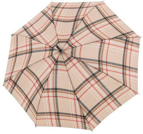 Doppler stabiler Stützschirm mit Fritzgriff Karo - beige - 86 cm