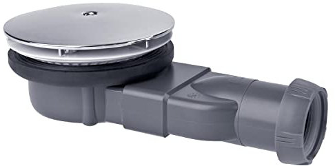 Wirquin, Weiß 30723210 Duschablauf D90, extraflach, mit gewölbtem ABS-Kunststoff, verchromt, ohne Auslassoptionen