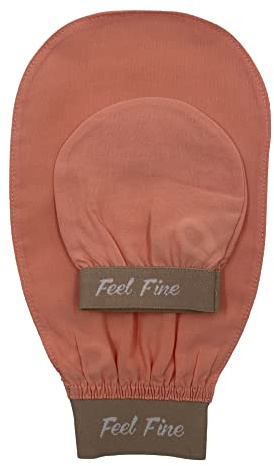 Feel Fine Türkisches Peelinghandschuh-Set – 100% Natürliche Pflanzenseide Hammam Kese für Körperpeeling für Frauen & Männer, Perfekt für Dusche, Bad & Spa (Rosa)