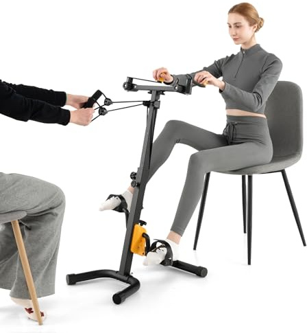 COSTWAY Arm und Beintrainer Pedaltrainer, heimtrainer Fahrrad Mini Stepper Fitnessbike, 9 stufig verstellbar & 53 x 43 x 73-102 cm, ideal für Senioren