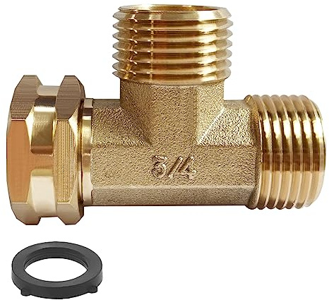 Joywayus Brass Swivel Pipe Fitting Tee - 3-Way Adapter, 3/4 GHT Female Male Male
