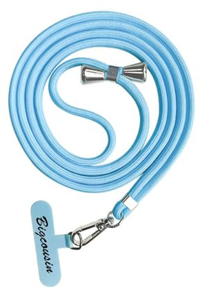 Bigcousin Tour de Cou Telephone Universelle,Réglable Amovible en Nylon Pendentifs Collier de Longe Porte-clés Cordon pour Plupart de Téléphones Intelligents,Bleu Ciel