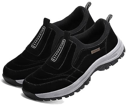 sPeesy Orthopädische Schuhe Herren leichte Schuhe Herren Sneaker Outdoor Wanderschuhe Herren wasserdicht extra weit Leinenschuhe wasserdicht Walking Schuhe Hallux valgus Schuhe (Color : Black, Size
