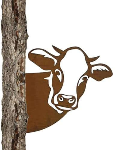 NOLACE Gartendeko aus Rost 29cm Kuhkopf Gartenstatuen Metall Edelrost Kuh | Dekoration Metall Rostige Gartendeko für den Außenbereich Kunstvolle Gartenfigur Ochse