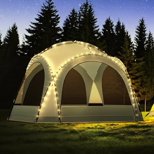 YITAHOME Event Dome Pavillon Partyzelt 3,5x3,5x2,3m Wasserdicht Camping Pavillon Zelte Gartenzelt Festzelt Gartenpavillon mit 4 Insektenschutz-Seitenwände, Grau