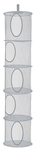 UESDU Organizador Armario, 5 Niveles Organizador Colgante Bolsa Colgante de Armario, Plegable, Ahorro de Espacio Gris