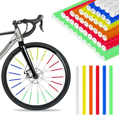 Ansodo 72Pcs Bicycle Spoke Reflectors,Reflectors Bicycle,Bicycle Rim Warning Lights,360° Visibility,Easy to Assemble, Not Easy to Fade, Suitable for Mountain Bikes, Children's Bikes, Wheelchair