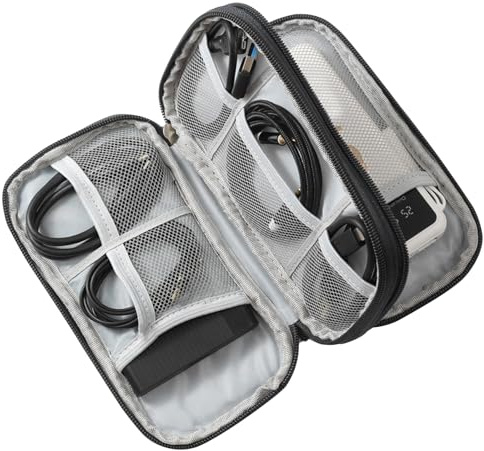 XIMKONTER Borsa Organizer per Cavi, Borsa Elettronica Organizer per Accessori da Viaggio, Borsa Universale Organizer Cavi Portatile per USB, Schede SD, Caricabatterie, Hard Disk