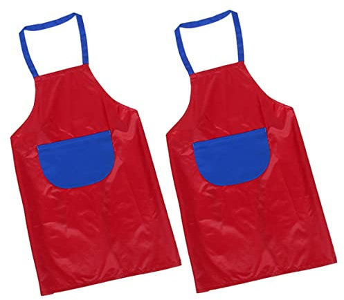 ULDIGI 2stücke Wasserdichte Schürze Für Junge Mädchen Malschürze Aus Pvc-beschichtetem Material Kinderschürze Zum Kochen Und Malen Leicht Zu Reinigen Und Wiederverwendbar