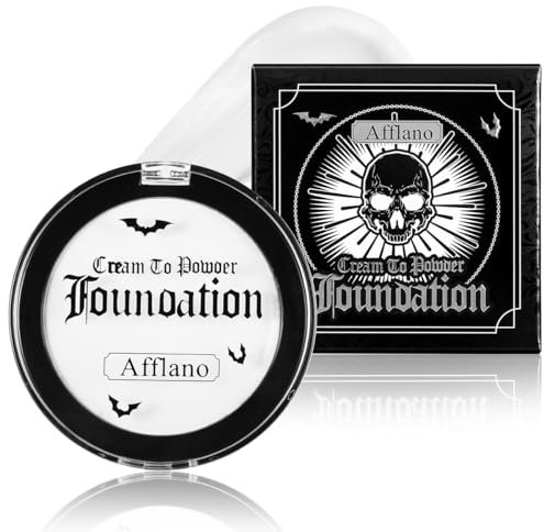 Afflano Halloween Face Paint Blanc Semi-Mat Fond De Teint, Fond De Teint Blanc Gothique Peinture Faciale, Bodypainting Peinture Corporelle Pour Théâtre, Scène,Clown Cosplay Costumes SFX Maquillage