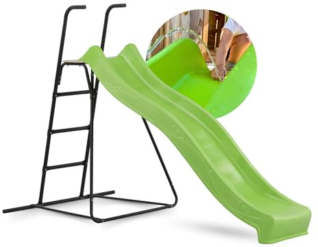 Spielturmking® Kinder Rutsche mit Podest Outdoor Garten Spielgeräte, Stabile Wasserrutsche mit Leiter für Kinder, Alternative zu Indoor Spielgeräten, 2,30 Meter lang (Grün)