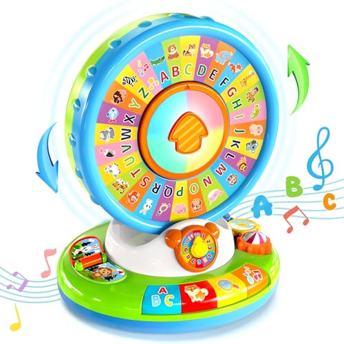 Toys for 1 2 3 Year Old Boys Girls, Spin & Sing ABC Alphabet Learning Zoo with Lights & Sounds, Musical Educational Toy for Toddler 1-3, Christmas 1st Birthday Gifts for Baby Kids Age 12-18 Months+