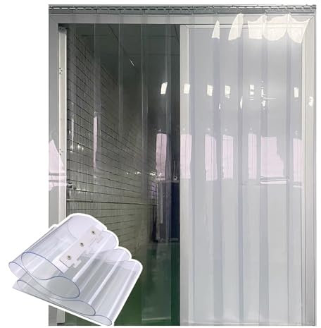 ZLRBN Kommerziell PVC Kunststoff Streifenvorhang Set，Industrie-Streifenvorhang PVC Lamellenvorhang Streifenvorhang für Lagerhaus-Türen，. DIY Hund Katze Haustier Haus Eingang Tür(1.0mm,1.35x2m-9pcs)