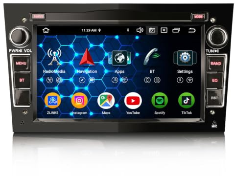 Erisin 8-Core 4GB+64GB 7 Inch Android 14 Car Stereo Bluetooth Sat Nav for Vauxhall Astra Corsa C/D Zafira Combo Vectra Meriva Signum CarPlay Android Auto WiFi 4G DAB+ DSP OBD2 DVR Canbus Head Unit
