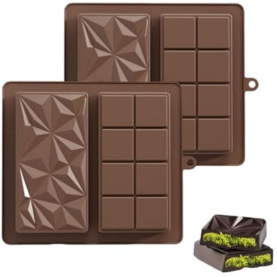 2 Pezzi Stampo Per Cioccolato in Silicone Stampo in Silicone Per Tavoletta Cioccolato Fondente Stampo In Silicone 2 In 1 Per Diy Cioccolatini Caramelle Cucina Stampo Cottura Al Forno