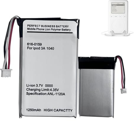 HIGHAKKU Batteria di ricambio 616-0159 compatibile con lettore MP3 Music Player A-pple I-Pod 3° generazione, 10GB, 15GB, 20GB, 30GB, 40GB, 3G, 3rd Generation, 3, A1040