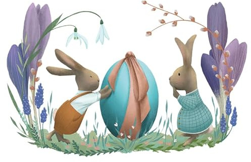 TinyFoxes Fensterbild Osterhase - frühlingshafte Osterdekoration für das Fenster - wiederverwendbare und statisch haftende Folie - handgezeichnete Motive - von Kristin Franke