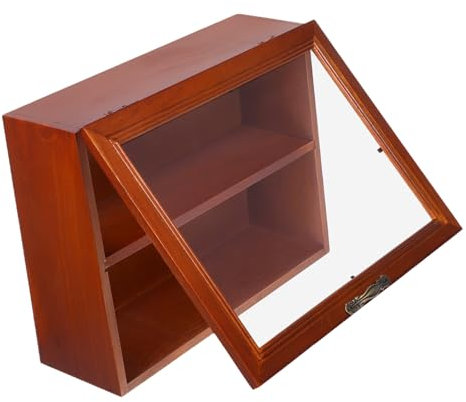 WESIEVYA Vintage Holz Vitrine Für Figuren Desktop Aufbewahrungsregal Mit Akryltüren Kleine Sammlervitrine Aus Hochwertigen Materialien Elegant Und Praktisch Für Zuhause Oder Geschäfte