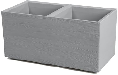 HowHomely Pot de fleurs rectangulaire - 78 x 39 x 39 cm - Grande jardinière d'extérieur - Sur roulettes - Avec bouchon de vidange - Pour jardin et terrasse - Aspect bois