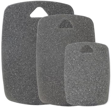 AKINOYAMA Schneidebrett 3er Set, Schneidebretter für Küchen mit Griff, BPA-frei, spülmaschinenfeste Schneidebretter, Multi Color Schneidebrett Set (Schwarz)