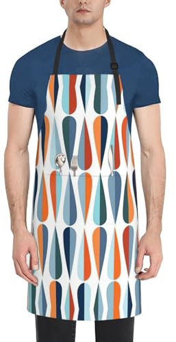 VPPUR Mid Century Moderne Retro-Arbeitsschürze, 71,1 x 83,8 cm, wasserdicht, für Erwachsene, stilvoll, funktional, Malschürze, schwarz, Einheitsgröße, Schwarz, EinheitsgröÃŸe