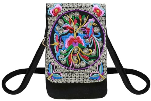 GUSXPPD Petit Sacoche Telephone Portable Femmes, Mini Cuir Crossbody Sac de Téléphone, Sac Téléphone, Petit Sacoche Bandouliere, Pochette Portable Bandouliè (Noir)