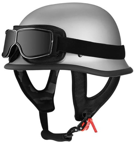 Casco Jet Moto Vintage Omologato ECEDOT Mezzo Casco Da Motociclista Caschi Cromwell Con Occhiali Portatile Casco A Scodella Per Uomo Donna Scooter Street Cruiser 6,M:57-58CM
