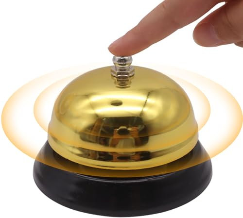 Timbre de mesa de acero inoxidable – Timbre de recepción con sonido claro | Timbre de servicio para recepción, clase, restaurante mover el mostrador, ideal para hoteles, oficinas y áreas de clientes