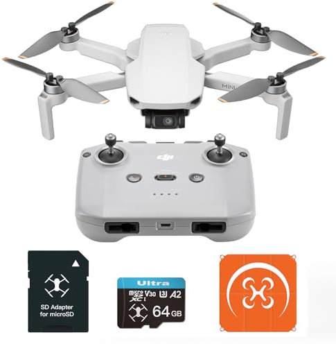 DJI MINI 4K avec accessoires polyvalent,drone avec caméra 4K UHD, moins de 249 g, stabilisation Gimbal 3 axes, transmission vidéo 10 km, retour automatique, 3 batteries pour 93 min de vol, C0,