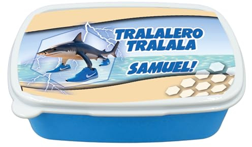 D&Vlab Contenitore Porta Pranzo merenda Bimbi Personalizzabile con NOME BRAINROT TRALALERO TRALALA Adatto per Il Tuo Bimbo Quando va a Scuola elementare, infanzia, media