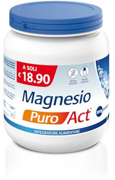 MAGNESIO PURO ACT 300G Integratore Alimentare in Polvere, 300gr | Riduce la Stanchezza e L'Affaticamento, a base di Magnesio Carbonato e Acido Citrico, Senza Glutine e Lattosio