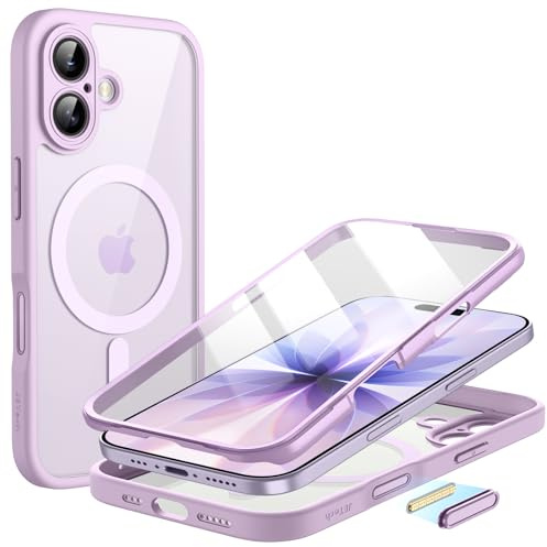 JETech Skal för iPhone 17, 360° Skydd, Lavendel | Kompatibel med MagSafe, Inbyggt Skärmskydd av Härdat Glas, Kamerakontrollknapp
