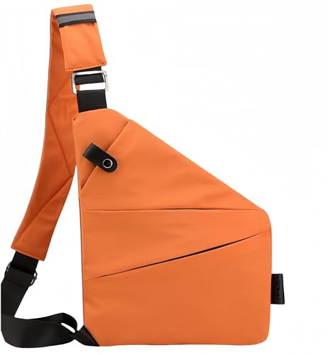 Stöldsäker axelväska – unisex crossbody personlig väska för män och kvinnor, perfekt för resor och daglig användning, Orange, Right