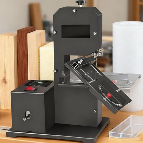 Oiyekntd Sierra de Cinta de sobremesa Profesional para carpintería, Ideal para pequeños talleres. Máquina de Corte de láminas de Madera y acrílico. Sierra de Cinta portátil. Kit de Sierra de Cinta