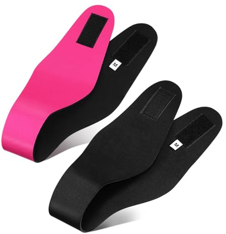 Ciieeo Lot de 2 Bandeaux de Natation Protection Auditive pour Garçon et Filles, Taille Moyenne, Tissu Confortable, Couleurs Noir et Rose, Bandeaux de Bain et Sport pour Baignade,