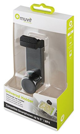 Muvit MUCHL0042 - Soporte de Coche rotativo para Dispositivos con Salida de Aire de hasta 5.2, Negro