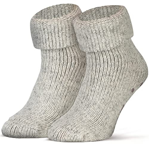 Piarini ABS stoppstrumpor – 1 par – ullstrumpor – vinterstrumpor – norska strumpor med innerfrotté – kvinnor män, ljusgrå melerad, 39-42