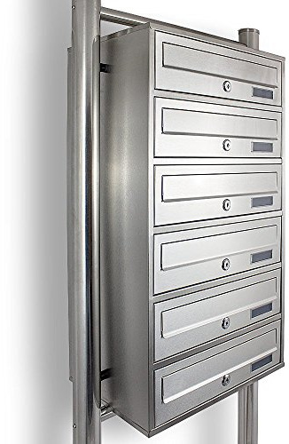 Bituxx Edelstahl Stand-Briefkastenanlage Postkasten Letterbox Mailbox mit 6 Fächer