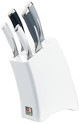 Richardson Sheffield R140MZK369K28 Kyu Mono Kitchen Knife Block Set, White, Set of 5,22.3 x 8.5 x 36 cm