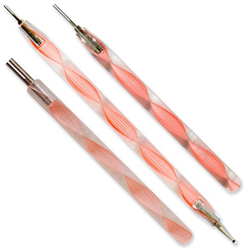 Juya Quilling herramientas ranuradas con cabeza de acero inoxidable(rosa, 3-pcs conjunto)