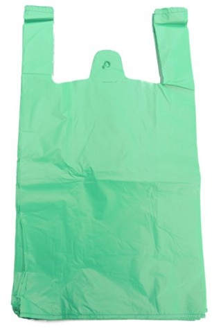 EPOSGEAR Extra Strong Eco Recycled Plastic Vest Carrier Shopping Bags - Perfect for Shops, Market Stalls, Off Licences etc (28mu Jumbo - 12 x 18 x 24, Green, 100)