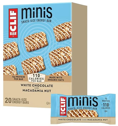 CLIF BAR Minis - White Chocolate Macadamia Nut Flavor - Made with Organic Oats - 4g Protein - Non-GMO - Plant Based - Snack-Size Energy Bars - 0.99 oz. (20 Pack)