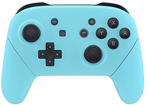 eXtremeRate Griff Hülle Set für Switch Pro Controller, Matt DIY-Ersatz Front Case/Rücken Gehäuse&Handgriff Grips Shell Zubehör für Nintendo Switch Pro Controller-Himmelblau