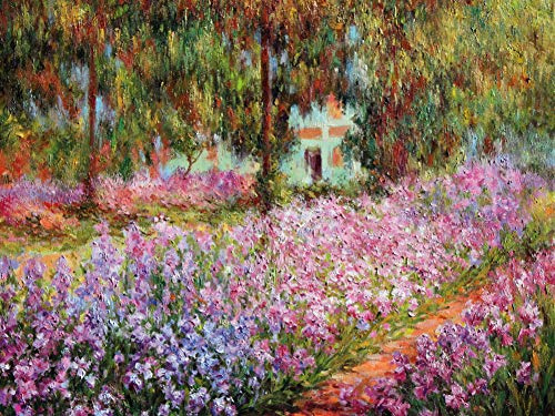 1art1 Claude Monet Poster Der Garten des Künstlers In Giverny, 1900 Bilder Leinwand-Bild Auf Keilrahmen | XXL-Wandbild Poster Kunstdruck Als Leinwandbild 80x60 cm